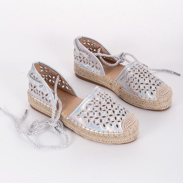Espadrilles ajourées en argent Peekaboo gris 1