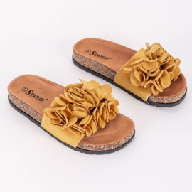 Chaussons moutarde aux fleurs d'Esperanza jaune 2