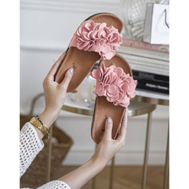 Chaussons Esperanza roses à fleurs 1