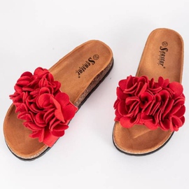 Tongs rouges à fleurs Esperanza 2