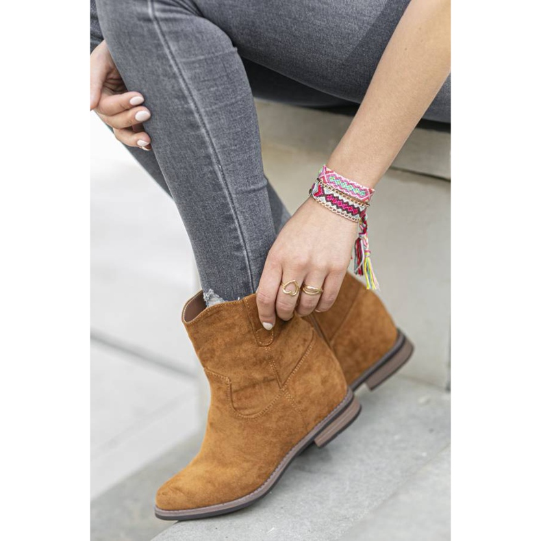 Bottines camel à talon compensé Buenna recouvert brun 1