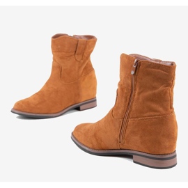 Bottines camel à talon compensé Buenna recouvert brun 3