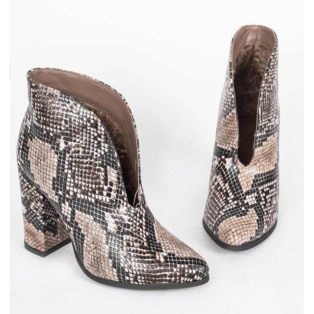 Bottines serpent sur le post Jamie brun noir 1