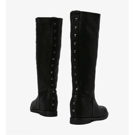 Bottes noires sur un talon compensé Heis couvert le noir 1