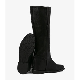 Bottes noires sur un talon compensé Heis couvert 2