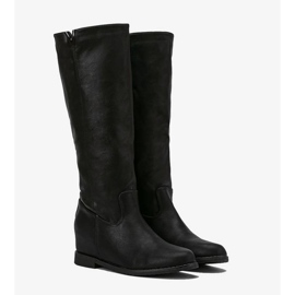 Bottes noires sur un talon compensé Heis couvert le noir 3