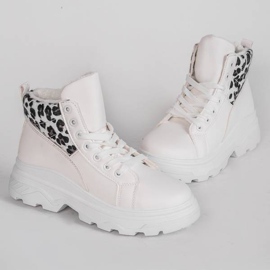 Bottines à imprimé léopard animal en blanc 1