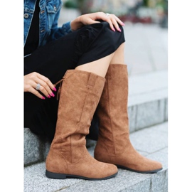 Bottes camel sur le talon compensé d'intérieur de Lean brun 1