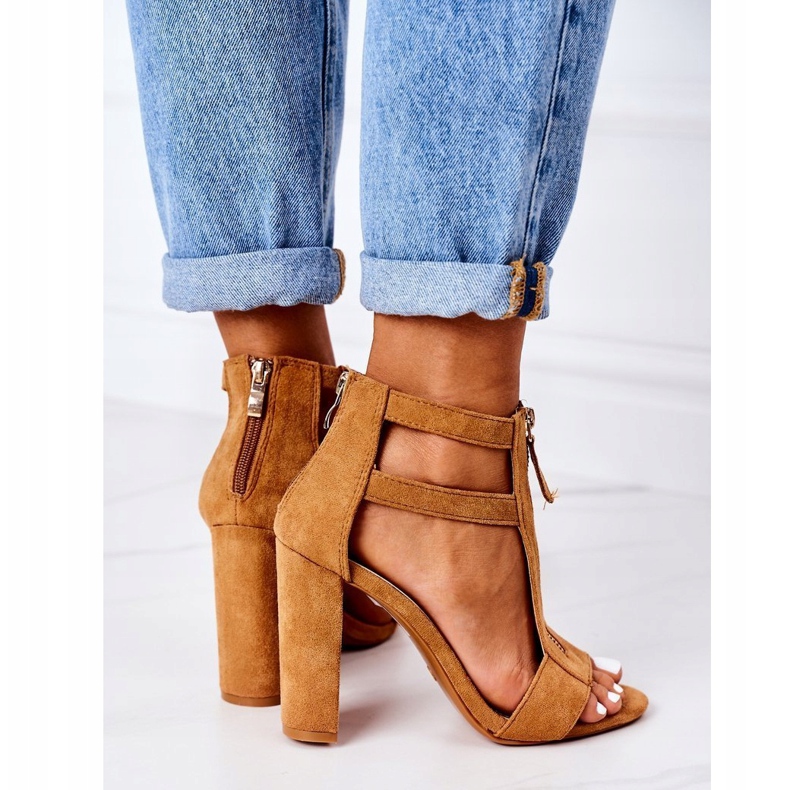 PS1 Sandales en daim sur un bar Camel Folly brun 2