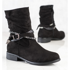 Anesia Paris Bottines en daim à rayures décoratives le noir 1