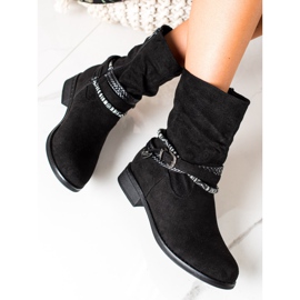 Anesia Paris Bottines en daim à rayures décoratives le noir 5