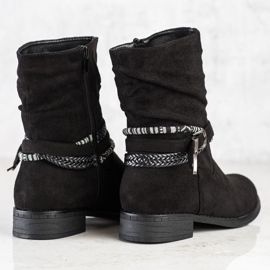 Anesia Paris Bottines en daim à rayures décoratives le noir 6