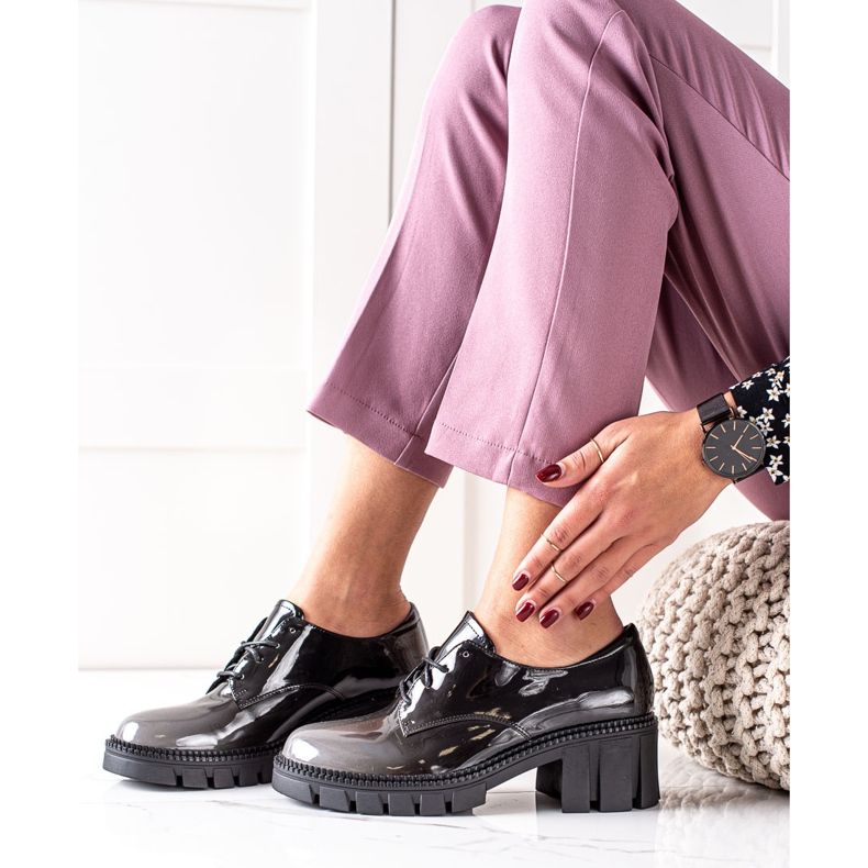 S. BARSKI Chaussures laquées S.BARSKI le noir gris 1