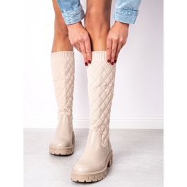 Seastar Bottes à plateforme matelassées beige 1
