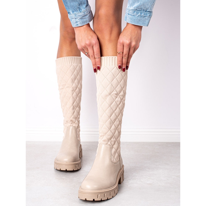 Seastar Bottes à plateforme matelassées beige 1