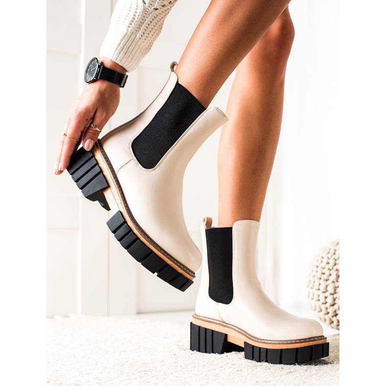 Seastar Bottines Chelsea sur la plateforme de mode beige noir 2