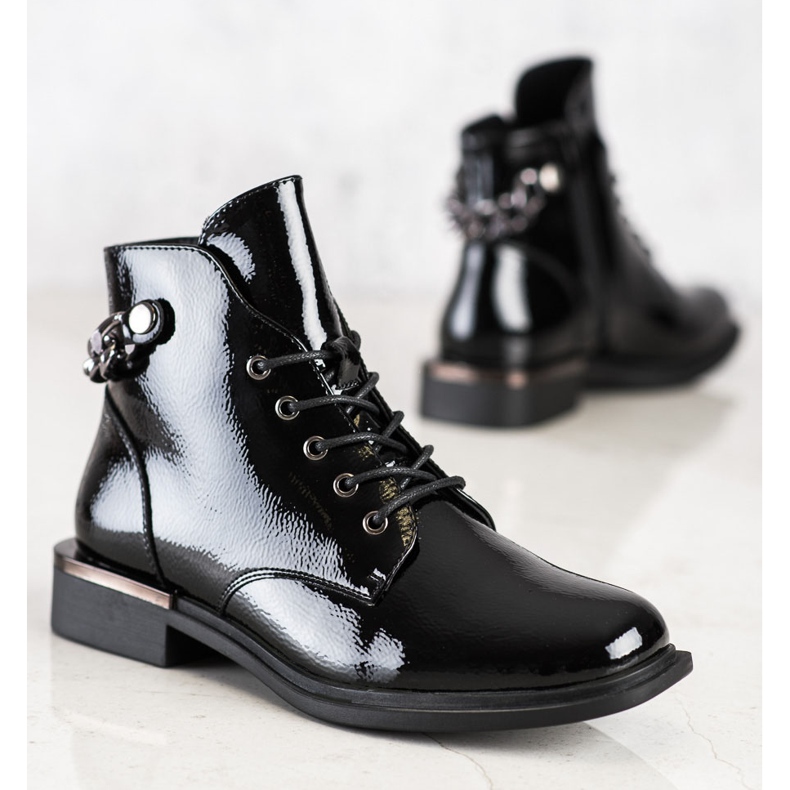 Bottines vernies élégantes par Sergio Leone noir 1