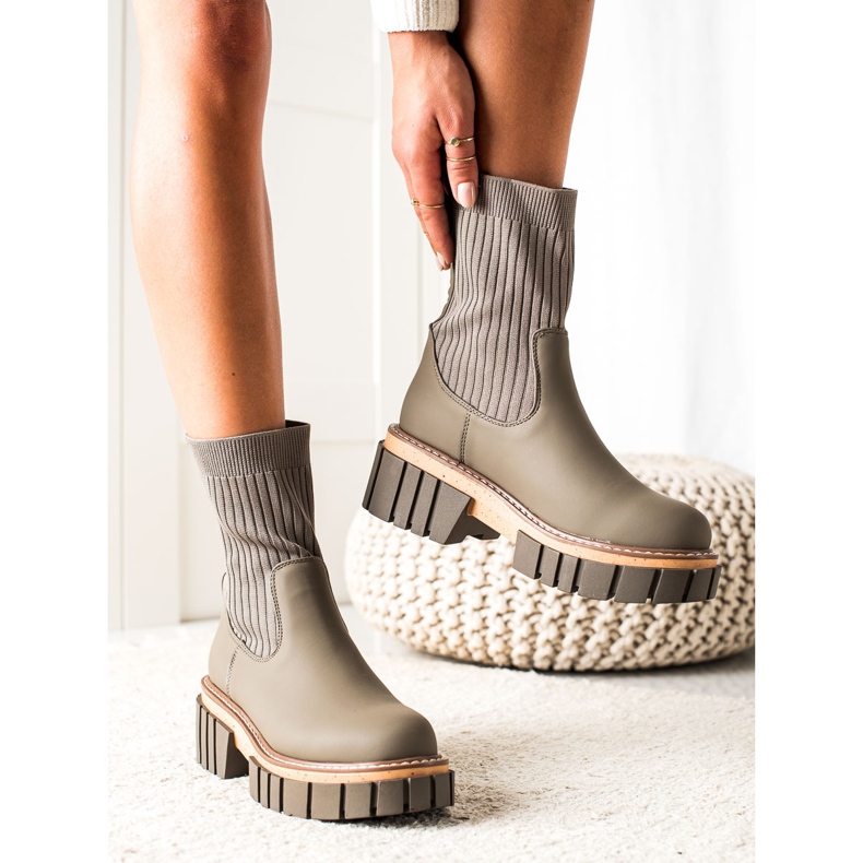 Seastar Bottines Jodhpur boots avec chaussette beige vert 1