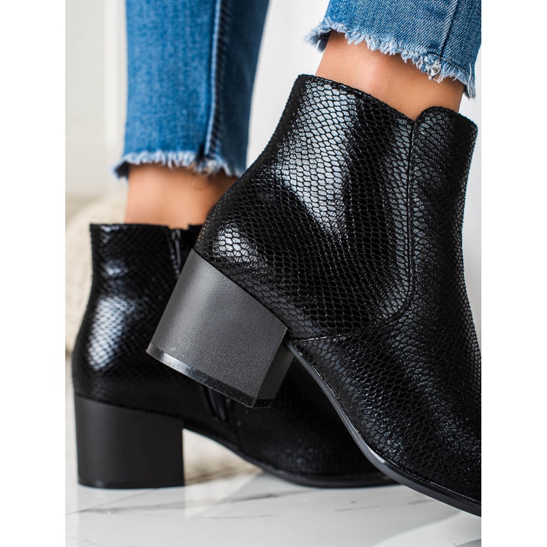 Bottes Sergio Leone à imprimé serpent chatoyant le noir 1