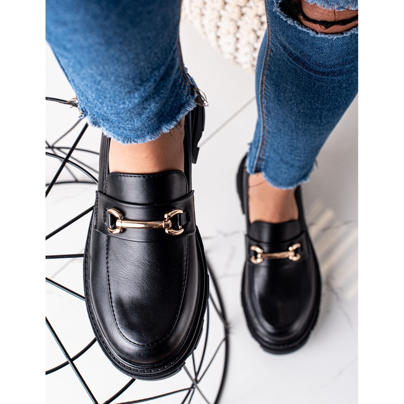 Diamantique Mocassins en cuir écologique le noir 1