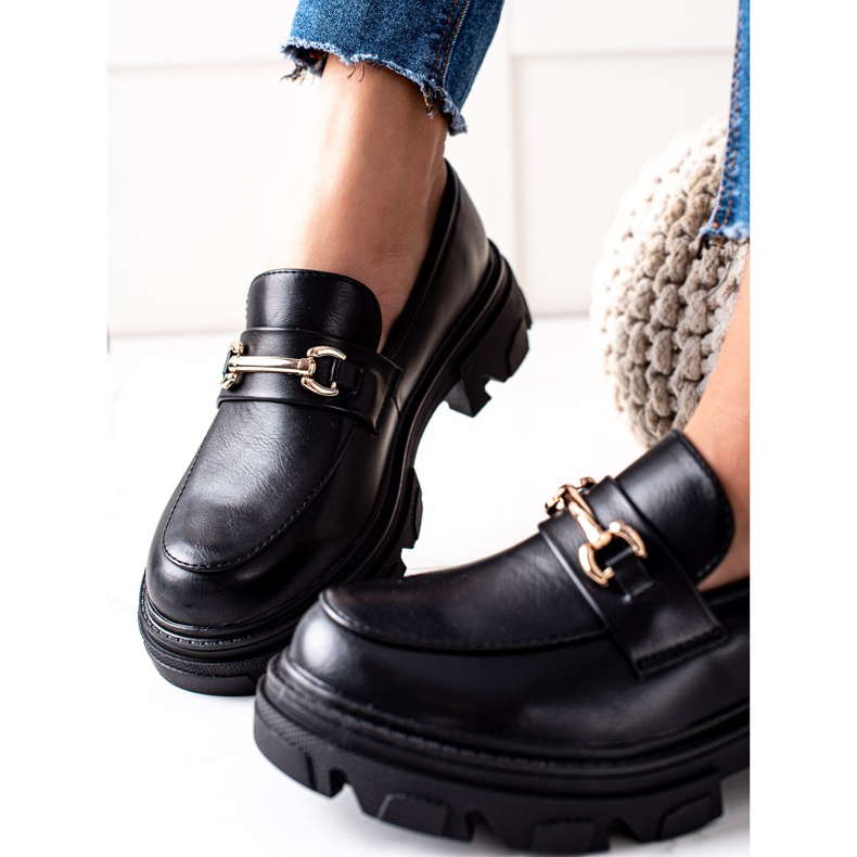 Diamantique Mocassins en cuir écologique noir 2