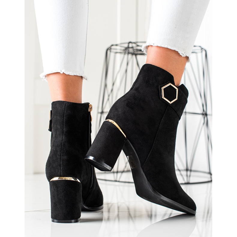 Goodin Bottines élégantes à empiècements dorés noir 1