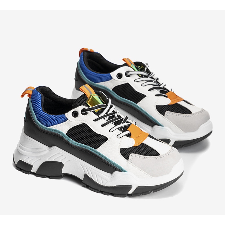 Baskets noires sur semelle haute Omerta blanche le noir multicolore 1