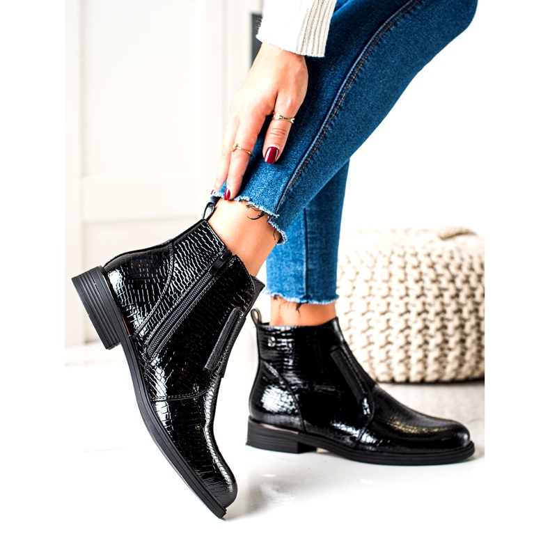 Bottines vernies à motif animalier Sergio Leone BT400 Noir 3