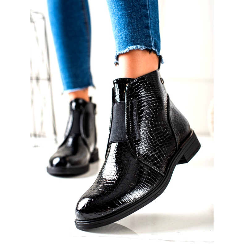 Bottines vernies à motif animalier Sergio Leone BT400 Noir 1