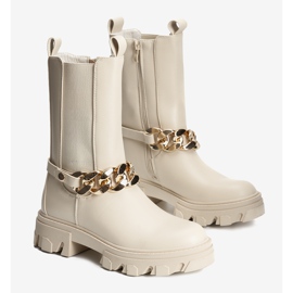 Boots beige avec chaîne Luce dorée 1