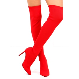 Bottines chaussettes rouges à talons aiguilles AT-0656-L Rouge 7