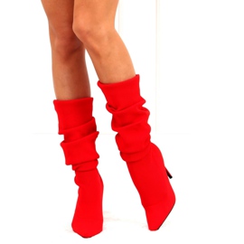 Bottines chaussettes rouges à talons aiguilles AT-0656-L Rouge 4
