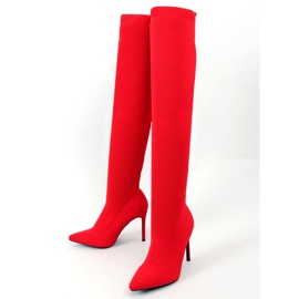 Bottines chaussettes rouges à talons aiguilles AT-0656-L Rouge 3