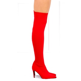 Bottines chaussettes rouges à talons aiguilles AT-0656-L Rouge 5