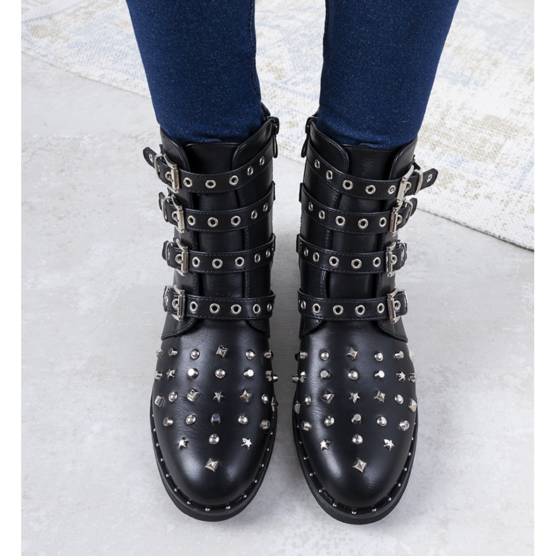 Bottes pour femmes noires richement décorées de Meier 1