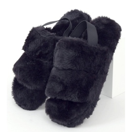 Chaussons Fourrure Femme Noir N-92 Noir 1
