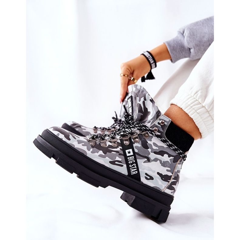 Bottes de trappeur en cuir Big Star II274368 Moro Noir blanc 2