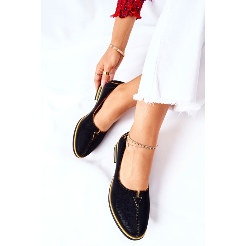 Chaussures en cuir noir Maciejka 05035-07 jaune 1