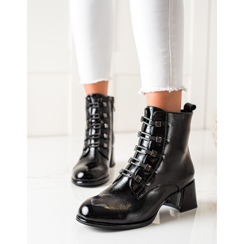 S. BARSKI Bottes confortables à talons hauts noir 1