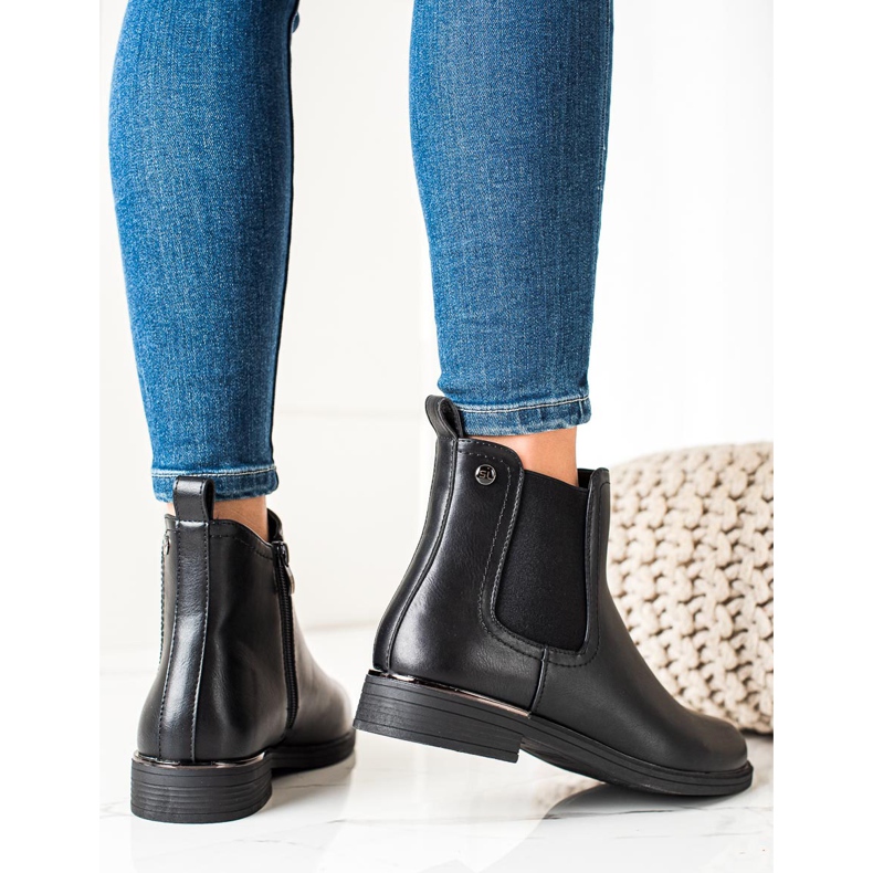 Sergio Leone Bottes noires classiques avec une fermeture éclair le noir 1