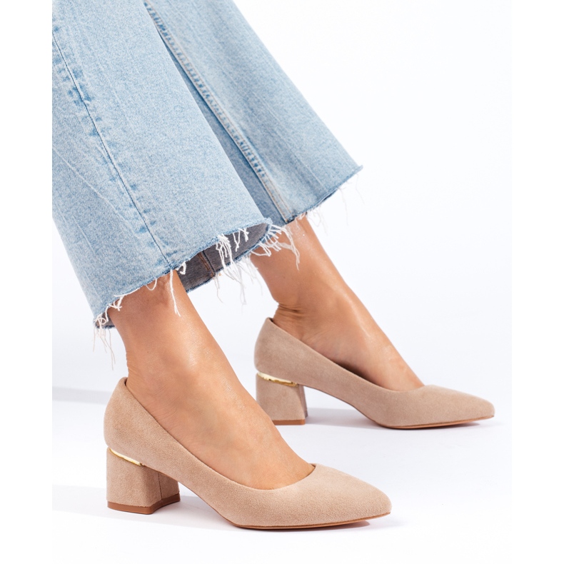 Goodin Escarpins en daim élégants beige 1