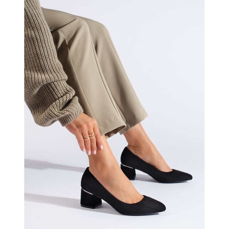 Goodin Escarpins en daim élégants le noir 1