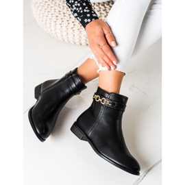 Goodin Bottes avec une chaîne en or le noir 1