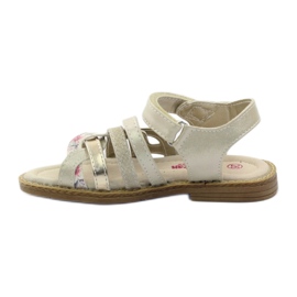 American Club Filles de sandales américaines pour velcro 15079 beige / or 2