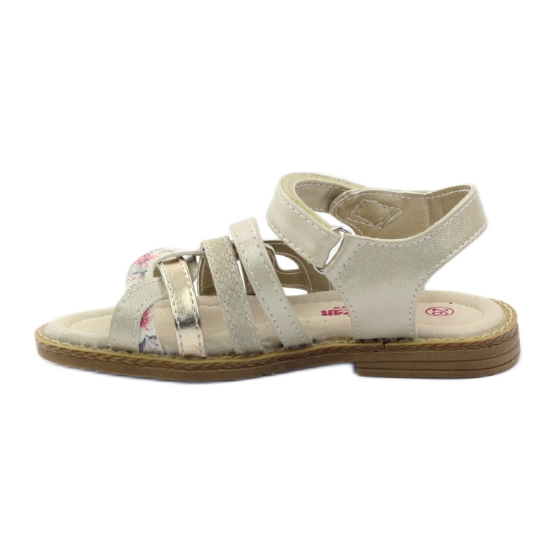 American Club Filles de sandales américaines pour velcro 15079 beige / or 2