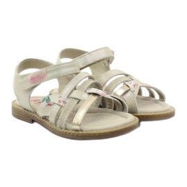 American Club Filles de sandales américaines pour velcro 15079 beige / or 4