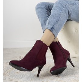 Boots bordeaux sur talon Varela rouge 1