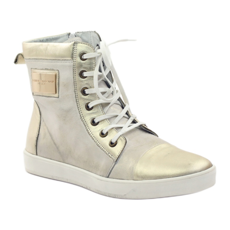 Baskets en cuir hautes dorées Nikopol 522 blanc multicolore 1
