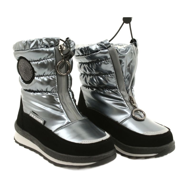 Evento Bottes de neige Bottes hautes pour enfants Miss❤E 21DZ23-4324 Gris le noir argent 7