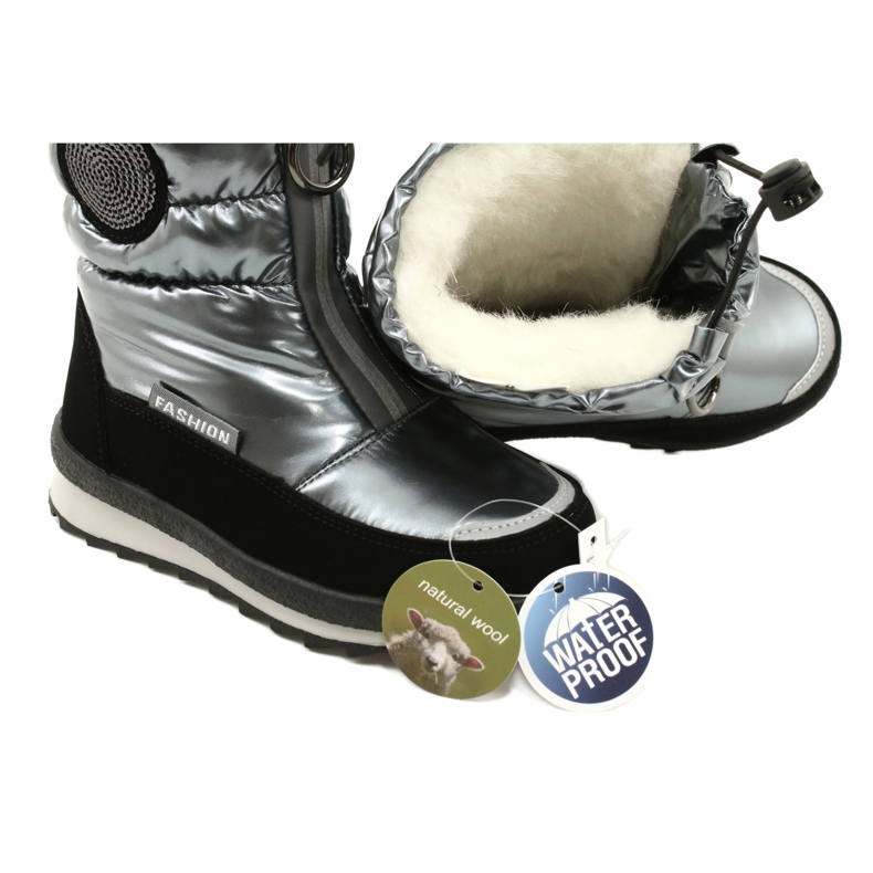 Evento Bottes de neige Bottes hautes pour enfants Miss❤E 21DZ23-4324 Gris noir argent 8